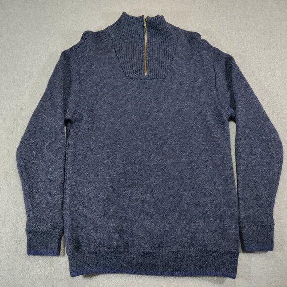 Irelands Eye Sweater Mens XL Blue 1/4 Zip Knit 100% Wool RUNS SMALL - Picture 1 of 8